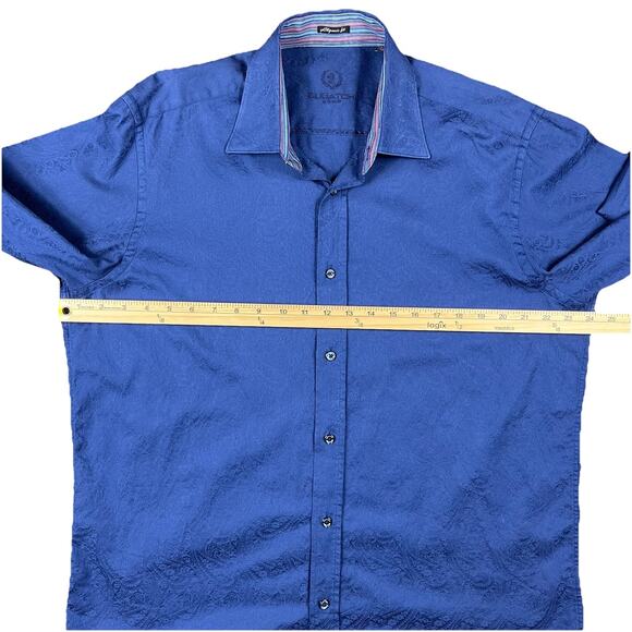 Bugatchi Uomo Button Down Shirt Mens XL Blue Paisley Luxury Office Datenight - Picture 8 of 12